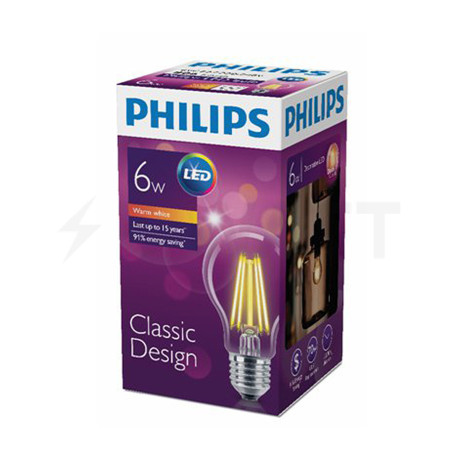 LED лампа PHILIPS LEDClassic A60 6-70W E27 2700K CL ND Filament(929001237208) - в інтернет-магазині