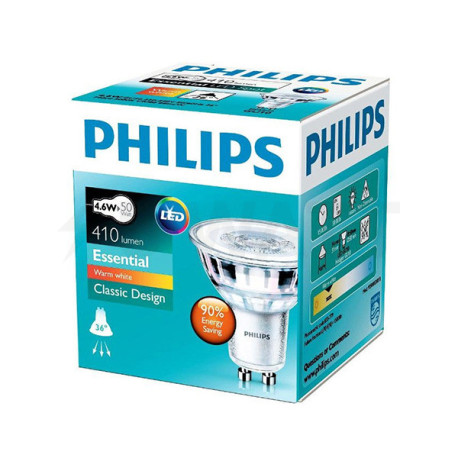 Світлодіодна лампа PHILIPS Essential LED 4.6-50W GU10 830 36D (929001218108) - в інтернет-магазині