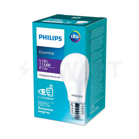 Світлодіодна лампа PHILIPS ESS LEDBulb 11W E27 840 A60 1CT/12 RCA (929002299787) - в інтернет-магазині