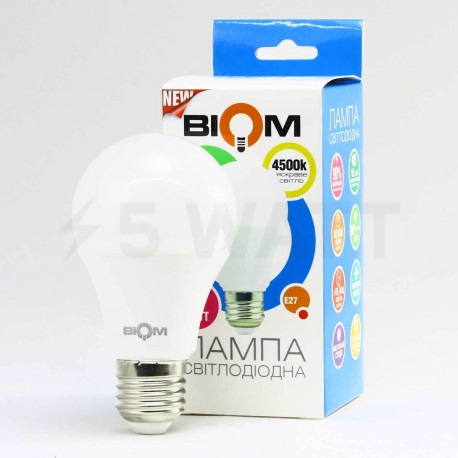 Світлодіодна лампа Biom BB-420 A60 9W E27 4200К матова - в інтернет-магазині