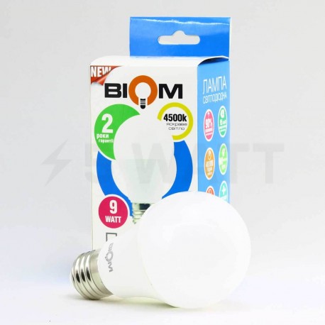 Світлодіодна лампа Biom BB-420 A60 9W E27 4200К матова - магазин світлодіодної LED продукції